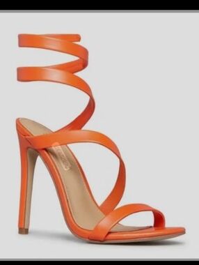 Orange Spiral Strap High Heel Sandal - Women